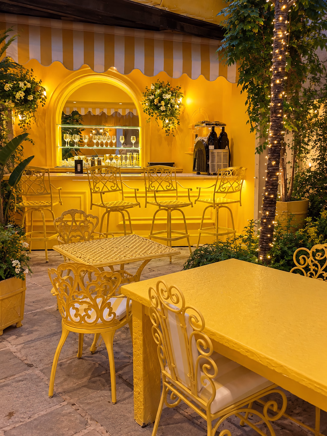 Yellow bar at night